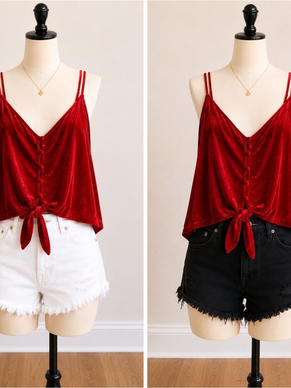 Forever 21 Red Velvet Tie-Front Camisole